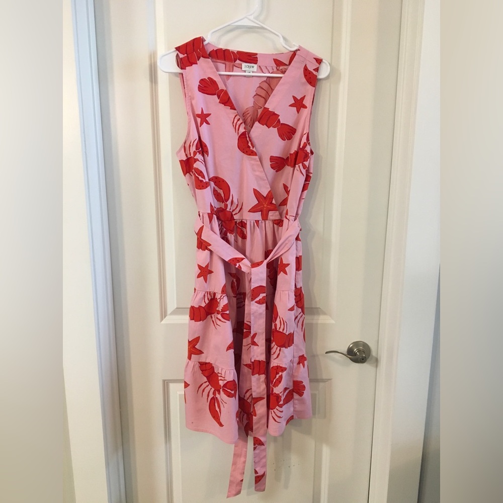 J. Crew Woman’s Lobster Theme Tiered Dress Sz 16 NEW